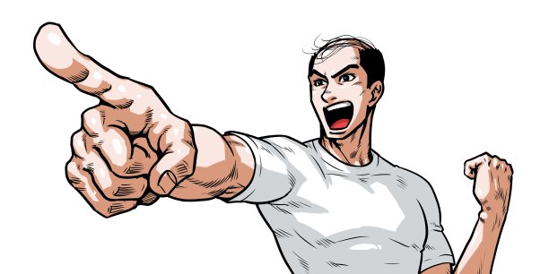 光头青年一边喊一边指图片下载