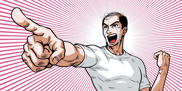 光头青年一边喊一边指图片下载