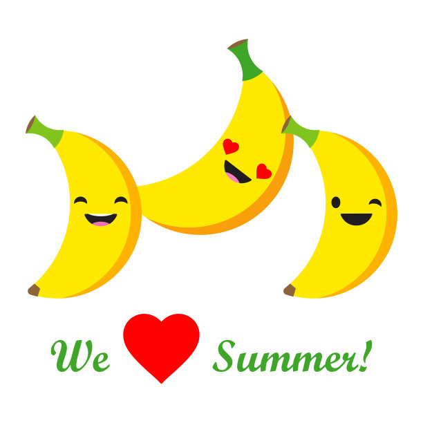 横幅。香蕉的情绪。可爱的卡通。图片下载