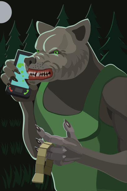 狼在树林里用手机说话图片下载