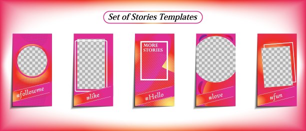 社交网络故事的时尚可编辑模板。社交媒体设计背景。使用，网站，手机应用程序，海报，传单，智能手机模板，网页设计矢量插图图片下载
