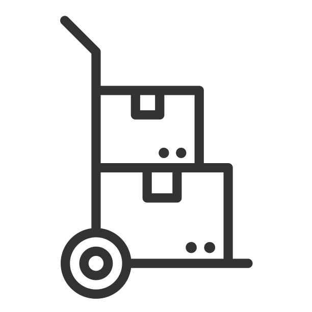 白色背景上手推车和箱子的轮廓矢量图标。用于Web、移动应用和UI设计的交付库存矢量插图。图片下载