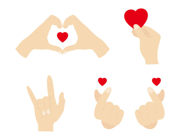 矢量插图设心手势符号孤立在白色背景-爱的概念图片下载