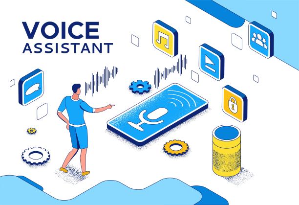 语音控制等距3d绘图，人用智能扬声器在手机上录制音频信息，现代通信概念，语音识别，识别应用，人工智能技术图片下载