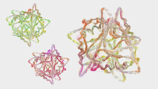 氨基酸或生物分子（蛋白质）的链状结构 - 3D图示图片下载