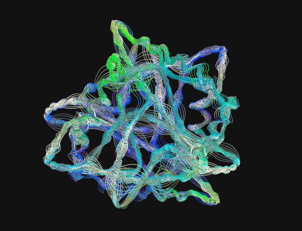 氨基酸或生物分子（蛋白质）的链状结构 - 3D图示图片下载