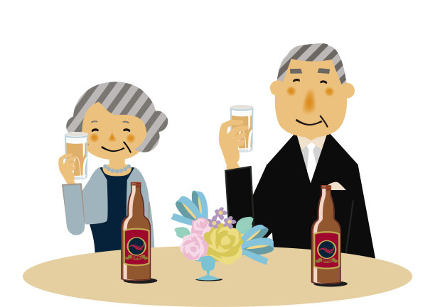 老人和老妇人在敬酒。派对场景剪辑艺术。穿着正式服装的人。图片下载