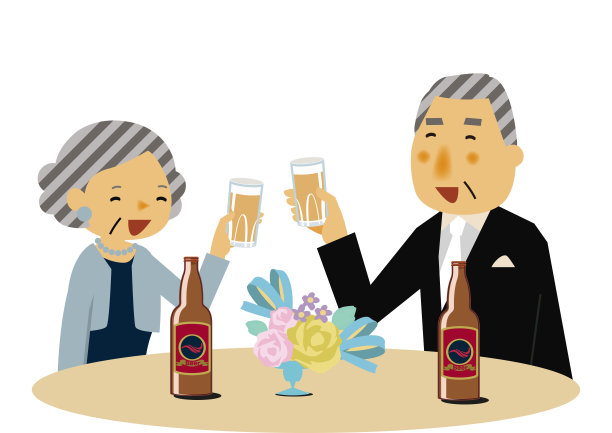 老人和老妇人在敬酒。派对场景剪辑艺术。穿着正式服装的人。图片下载