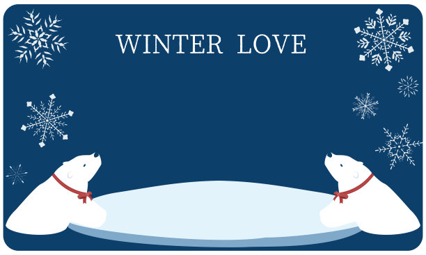 北极熊用红丝带，雪花图片下载