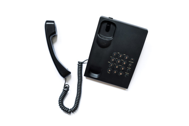 简单的现代按钮电话的黑色与拾取手机孤立在一个白色的背景图片下载