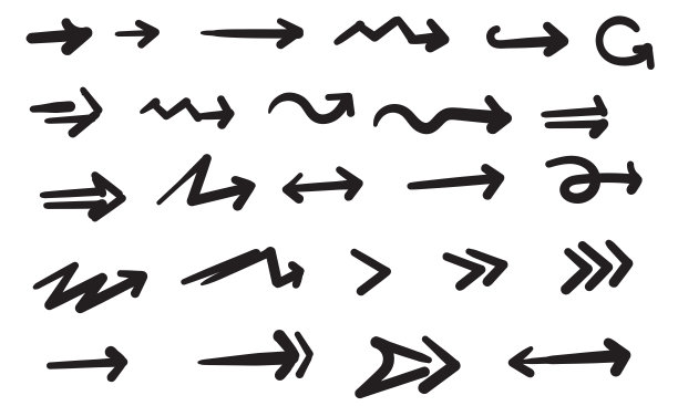 涂鸦箭头集合向量孤立的白色背景图片下载