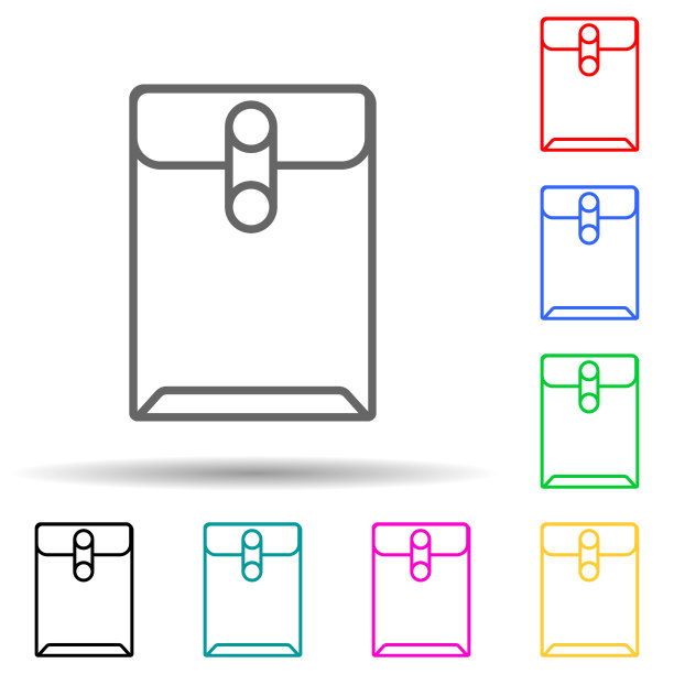 密封文件夹与文件多颜色风格的图标。简单的细线，轮廓向量的面试图标的用户界面和用户体验，网站或移动应用程序图片下载