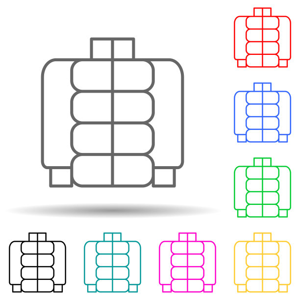 UI UX多色蓬松夹克线条图标图片下载