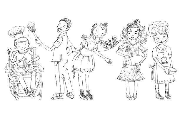 一群孩子，包括坐在轮椅上的男孩在教室里做饭。孩子们的活动,学前教育。教育理念说明图片下载