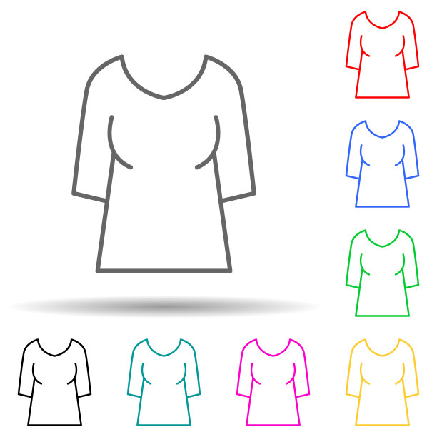 女夹克多色风格的图标。简单的细线，轮廓向量的服装图标的ui和ux，网站或移动应用程序图片下载