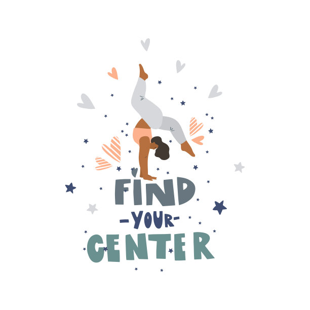 女人在瑜伽姿势和字母站立双手:找到你的平衡图片下载