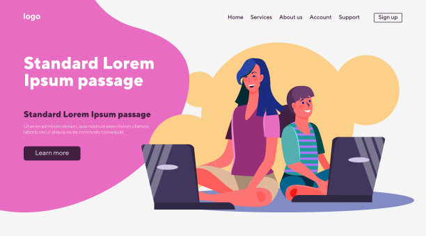 母女俩在用笔记本电脑图片下载