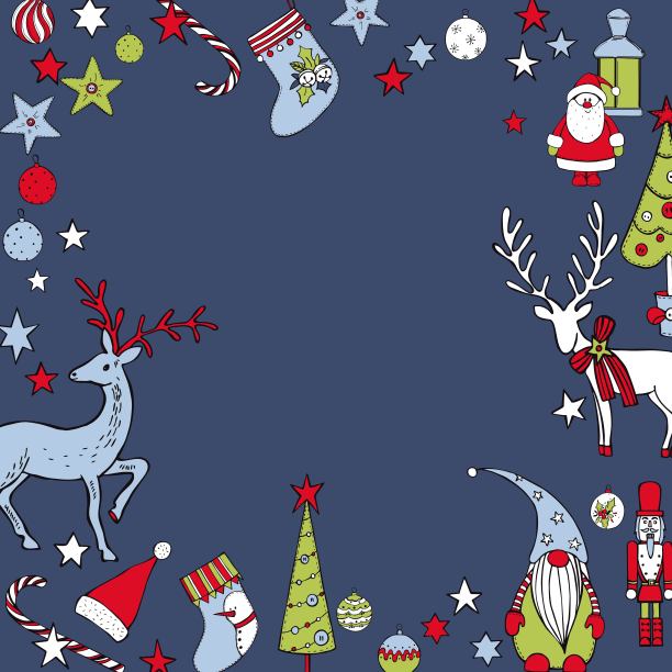 圣诞节。向量速写插图。素材图片