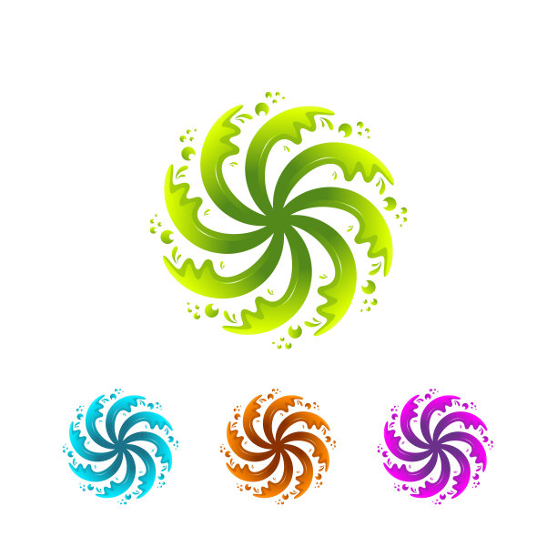 五彩的花水圆抽象矢量图片下载