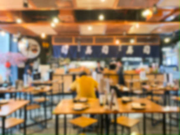 模糊图像的餐厅内部为背景图片下载