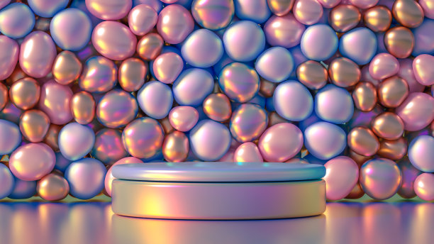 美丽的背景与珠子，粒子和模拟。3d渲染，3d渲染。图片下载