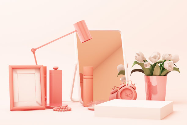 抽象几何形状粉彩场景最小的装饰和道具，设计化妆品或产品展示讲台3d渲染图片下载