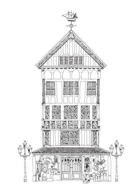 英文奇幻屋，详细说明。素描的收藏。图片下载