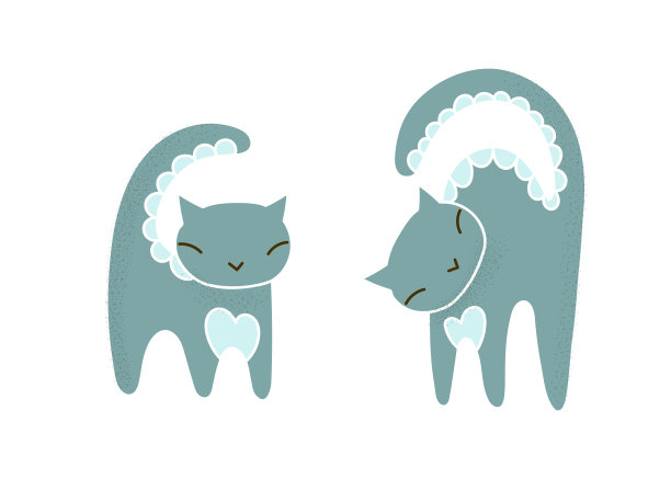 涂鸦集时尚灰色猫在线条艺术风格图片下载