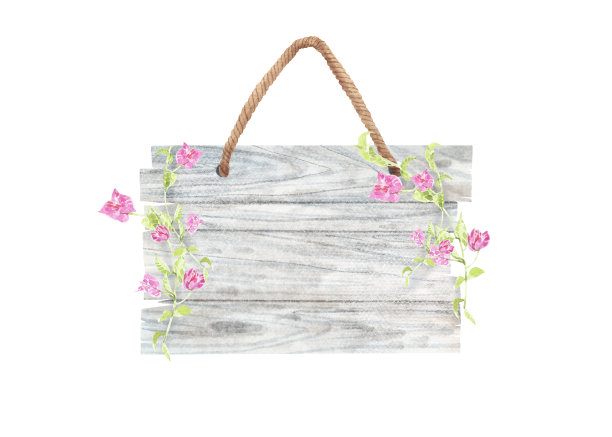 带叶子的水彩木板图片下载