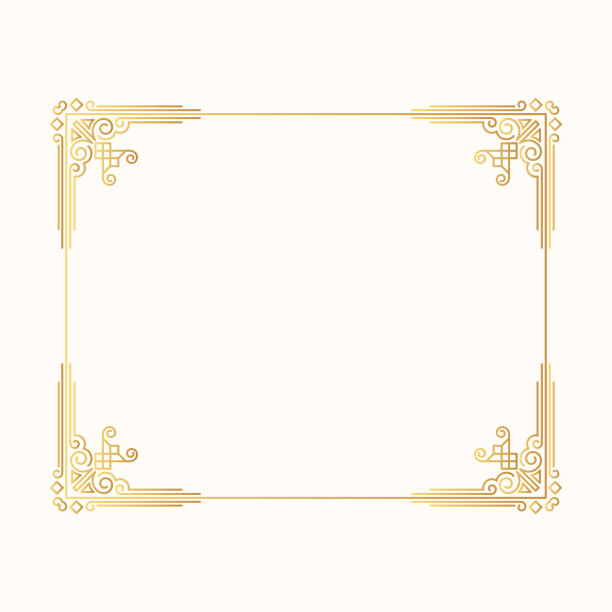 矢量孤立经典维多利亚金色框架。手绘婚礼黄金复古边界。图片下载