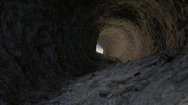 一个石洞的3d插图图片下载