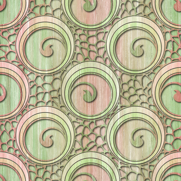 彩色木面板无缝纹理与漩涡模式，3d插图图片下载