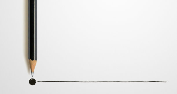 黑色铅笔与轮廓结束点在白色的背景。创意灵感创意概念图片下载