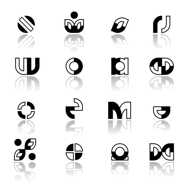 设计元素集。抽象的黑白图标。图片下载