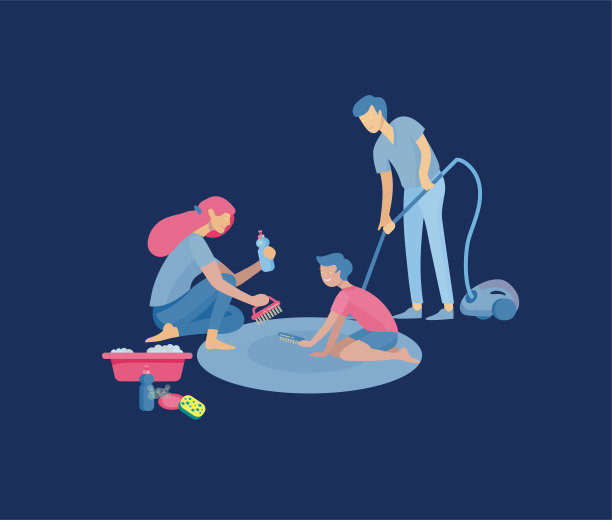 收集家庭爱好和活动。母亲，父亲和孩子们躺在家里。卡通向量图片下载