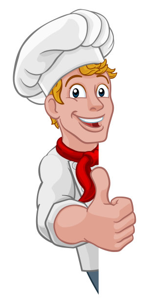 厨师库克·贝克在卡通上竖起大拇指图片下载