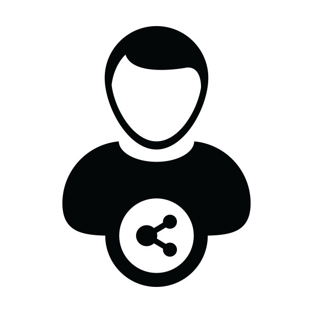 带有分享符号的男性头像矢量社交图标图片下载
