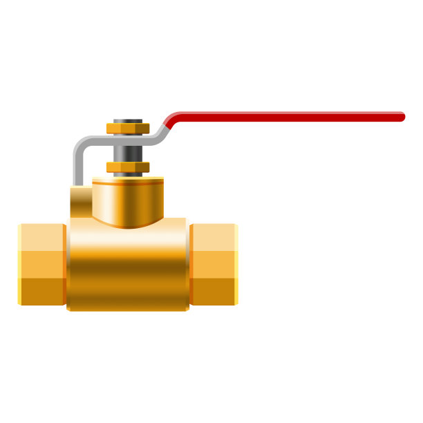 阀门球、管件、金属青铜管、铜管系统。阀门水、油、气管道、污水管道。建筑和工业压力技术管道。矢量插图现实主义风格孤立图片下载