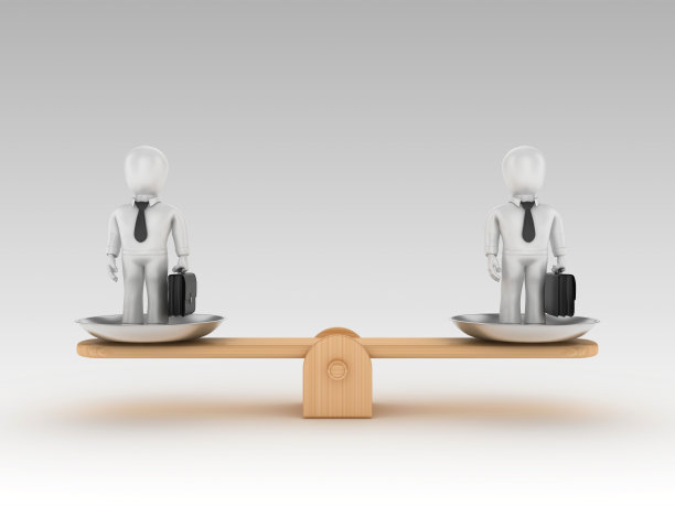 跷跷板规模与业务字符- 3D渲染图片下载