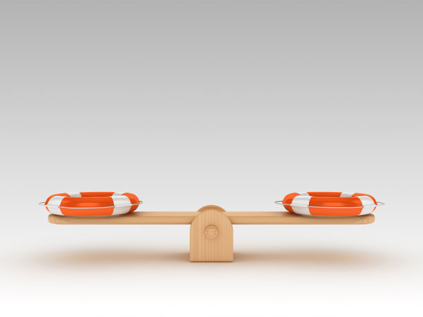 跷跷板规模与生活带- 3D渲染图片下载