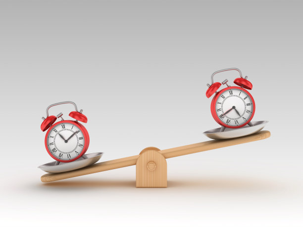 跷跷板规模与时钟- 3D渲染图片下载