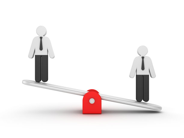 跷跷板规模与象形图商务人士- 3D渲染图片下载