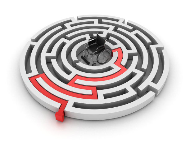 圆形迷宫与轮椅- 3D渲染图片下载