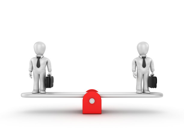 跷跷板规模与业务字符- 3D渲染图片下载