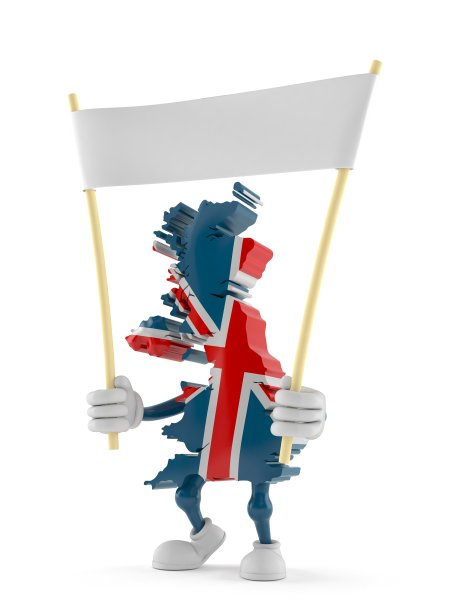 英国字符持有空白旗帜图片下载