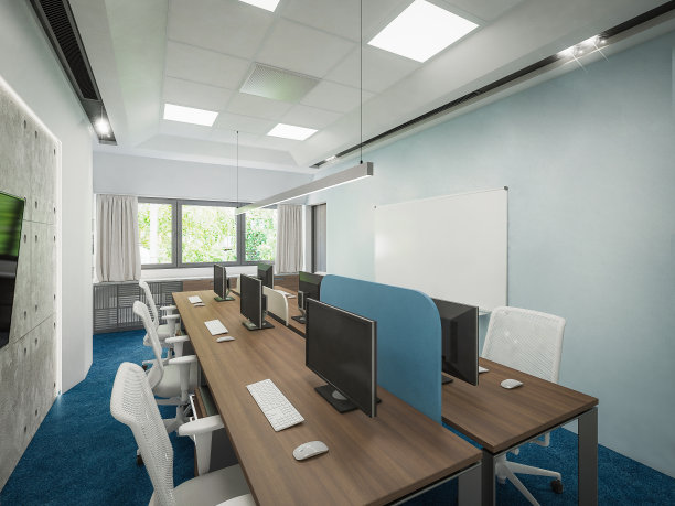 电脑生成的IT办公室图像。建筑可视化。3D渲染。视图08年图片下载