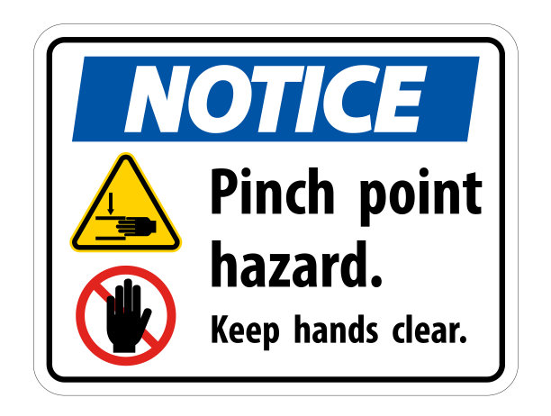 注意捏点危险，保持双手清晰，符号标志在白色背景上隔离，矢量插图图片下载