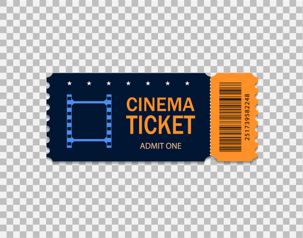 电影票的电影。模板蓝色VIP入场券剧院，节日，电影院在孤立的背景。给电影票。3d现代纸优惠券图标。矢量图图片下载