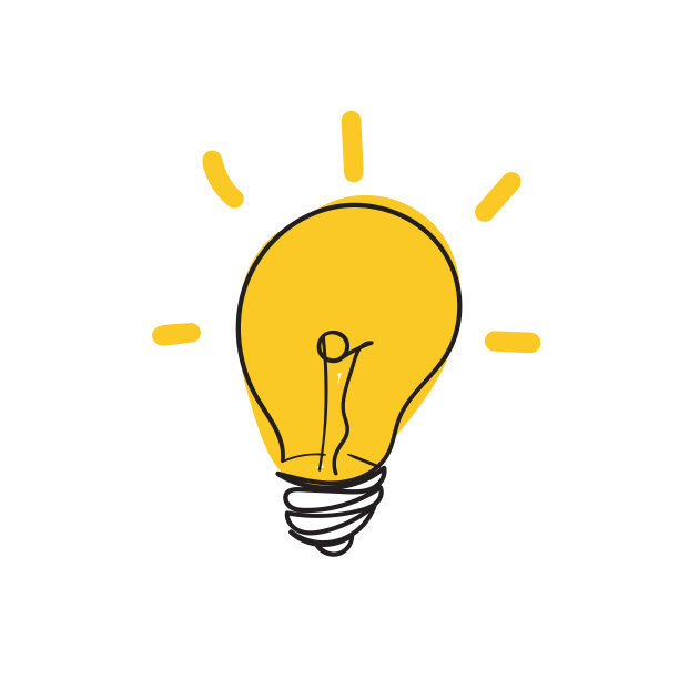 手绘灯泡线条图标设计模板涂鸦素材图片