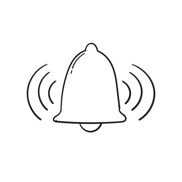 铃声报警矢量图标手绘涂鸦风格图片下载